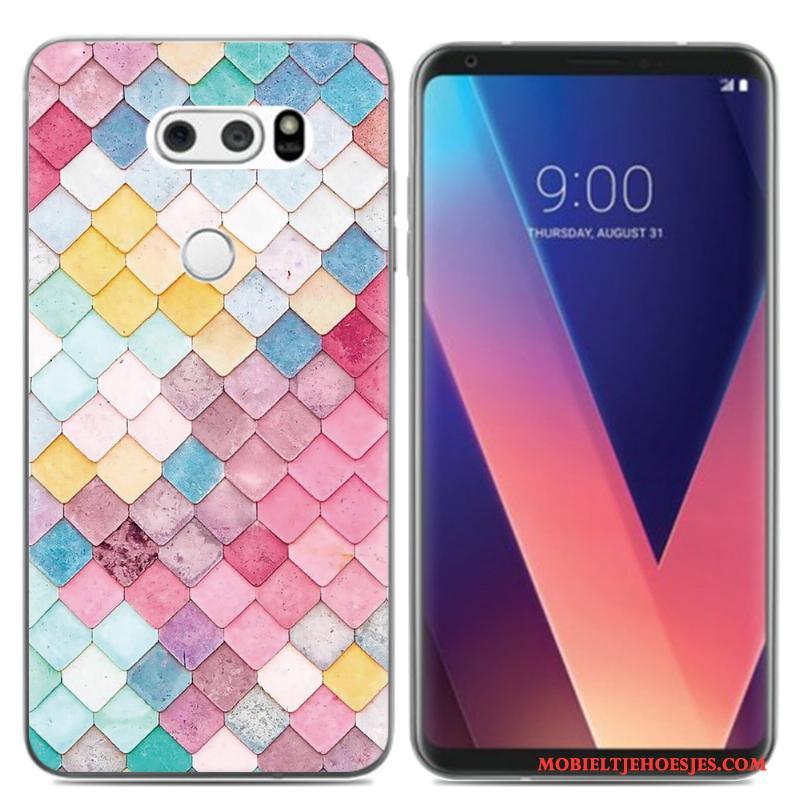 Lg V30 Hoes Pu Olieverfschilderij Hoesje Telefoon Mini Vers Zacht