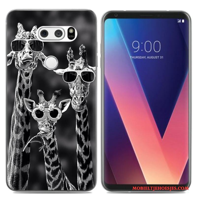 Lg V30 Hoes Pu Olieverfschilderij Hoesje Telefoon Mini Vers Zacht