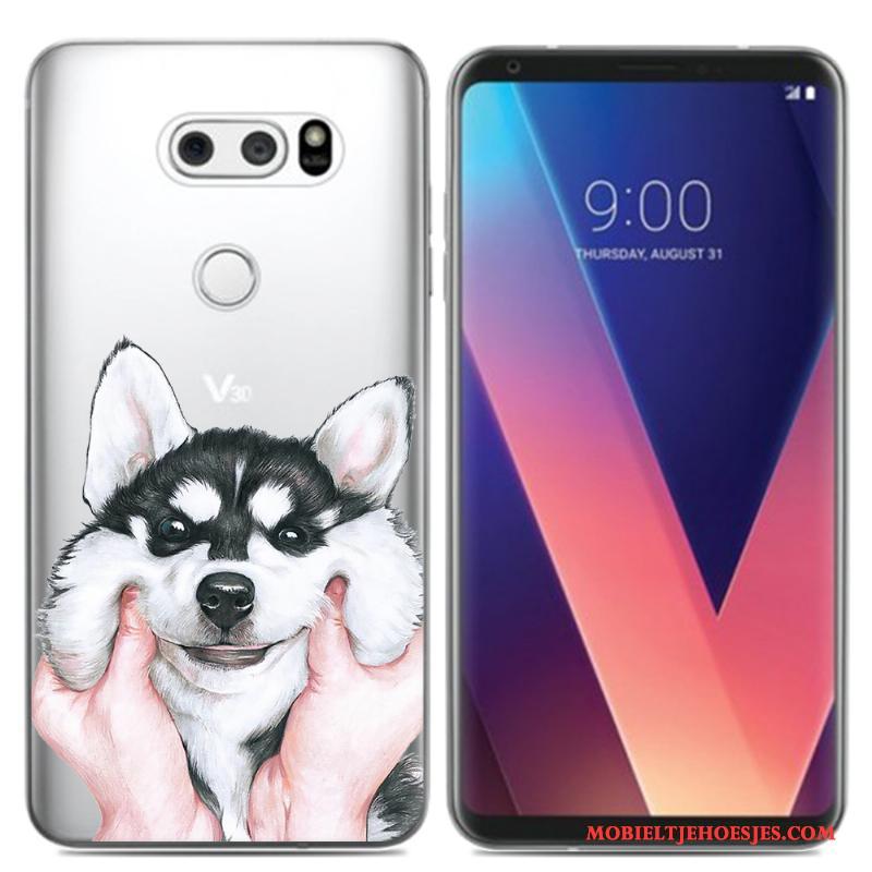 Lg V30 Hoes Pu Olieverfschilderij Hoesje Telefoon Mini Vers Zacht