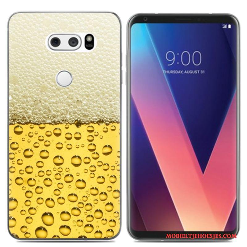 Lg V30 Hoes Pu Olieverfschilderij Hoesje Telefoon Mini Vers Zacht