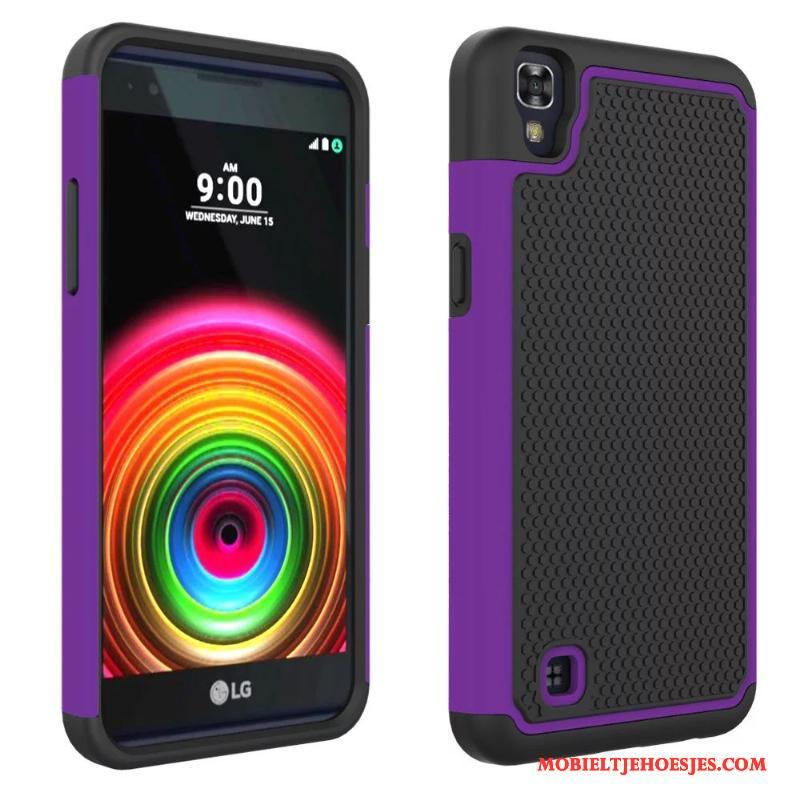 Lg X Power Hoes Antislip Purper Siliconen Hoesje Telefoon Zacht Bescherming