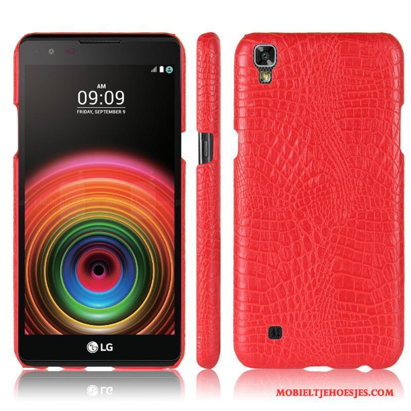 Lg X Power Scheppend Krokodil Roze Bescherming Anti-fall Hoesje Leren Etui