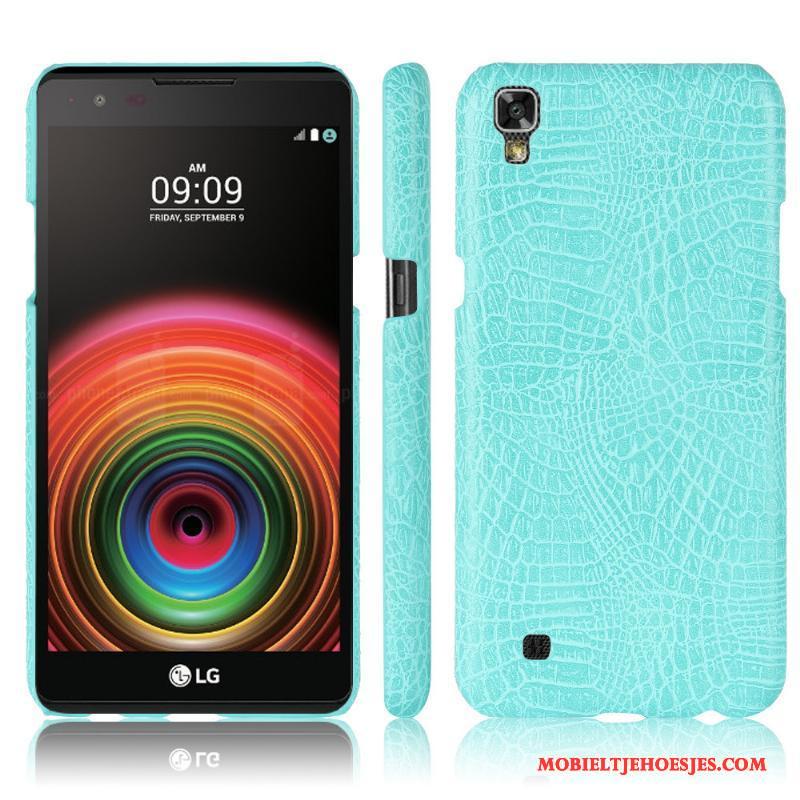 Lg X Power Scheppend Krokodil Roze Bescherming Anti-fall Hoesje Leren Etui