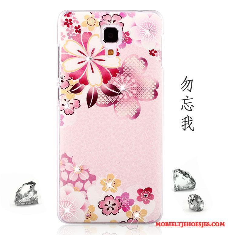 Mi 4 Hoesje Schrobben Mini Roze Met Strass Geschilderd Hoes Trend