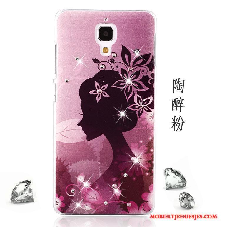 Mi 4 Hoesje Schrobben Mini Roze Met Strass Geschilderd Hoes Trend