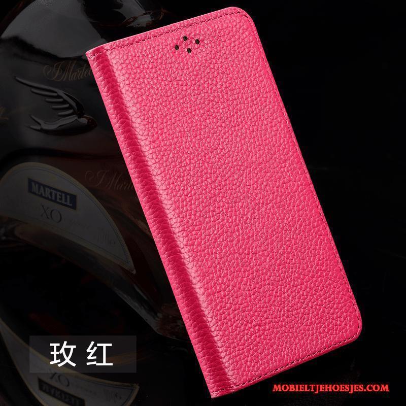 Mi 5x Hoesje Rood Folio Hoes Mini Bescherming Echt Leer Siliconen