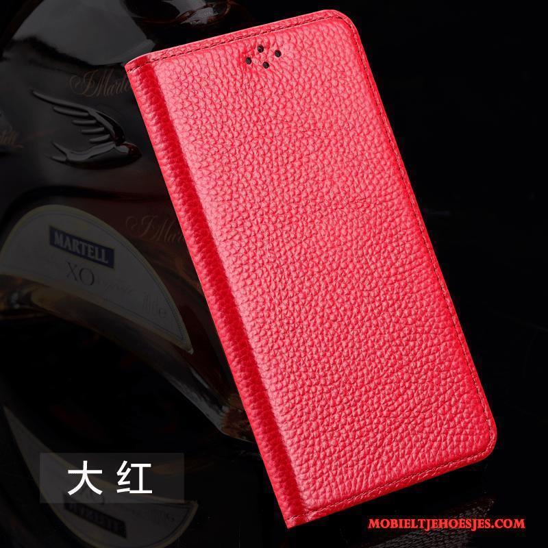 Mi 5x Hoesje Rood Folio Hoes Mini Bescherming Echt Leer Siliconen