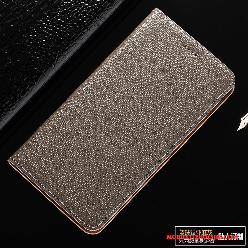 Mi 6 Mini Hoesje Folio Telefoon Grijs Leren Etui Patroon