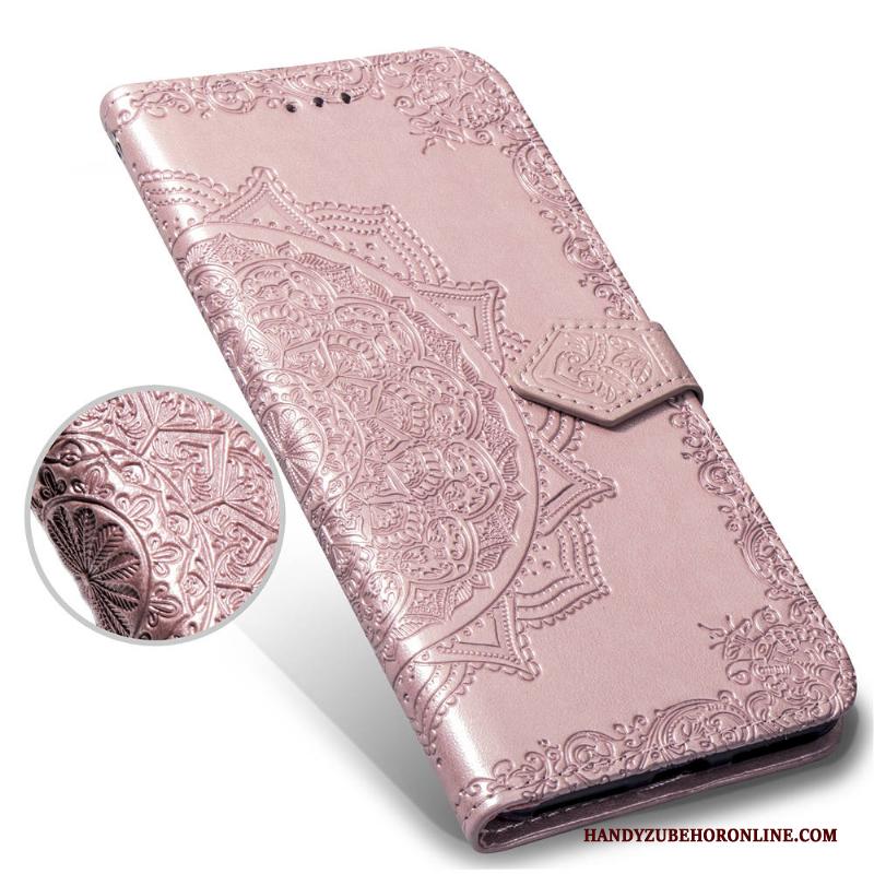 Mi 9 All Inclusive Hoesje Telefoon Clamshell Mini Zwart Leren Etui Patroon