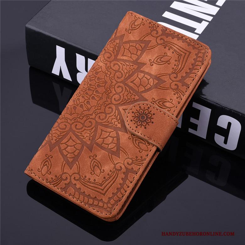 Mi 9 Lite Leren Etui Totem Zwart Clamshell Bloemen Mini Hoesje Telefoon