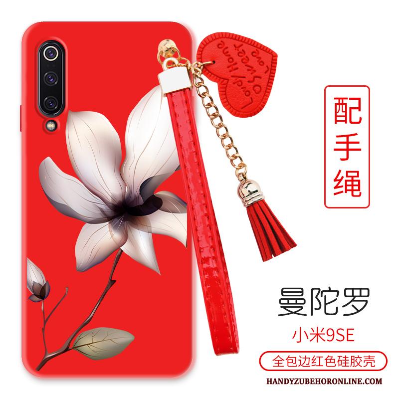 Mi 9 Se Mini Grote Rood Bloemen Pioen Hoesje Telefoon