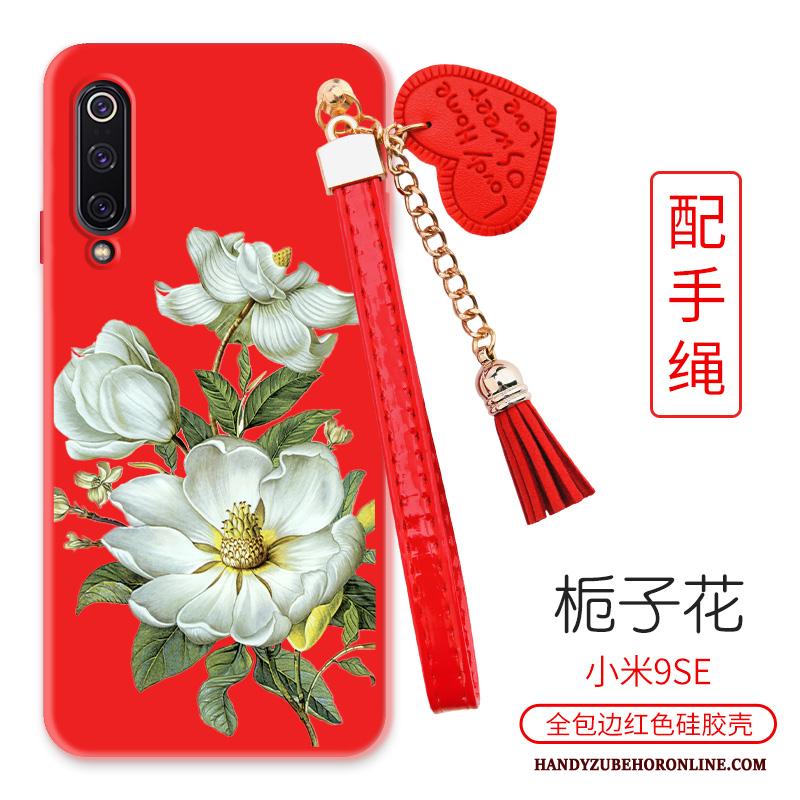 Mi 9 Se Mini Grote Rood Bloemen Pioen Hoesje Telefoon