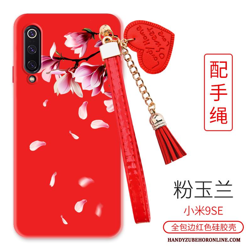 Mi 9 Se Mini Grote Rood Bloemen Pioen Hoesje Telefoon