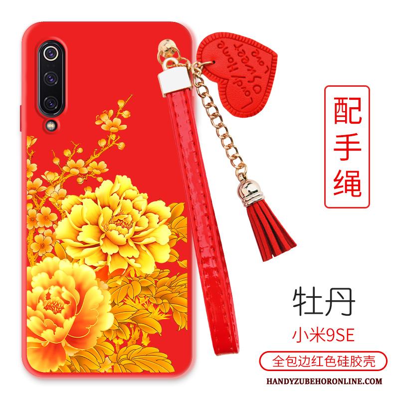 Mi 9 Se Mini Grote Rood Bloemen Pioen Hoesje Telefoon