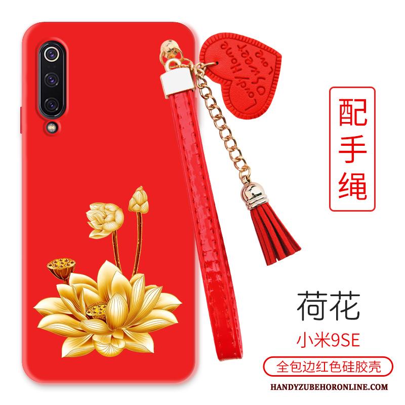 Mi 9 Se Mini Grote Rood Bloemen Pioen Hoesje Telefoon