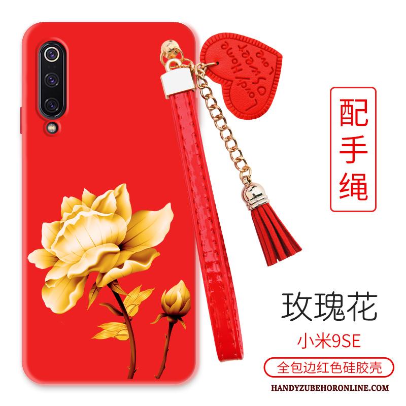 Mi 9 Se Mini Grote Rood Bloemen Pioen Hoesje Telefoon