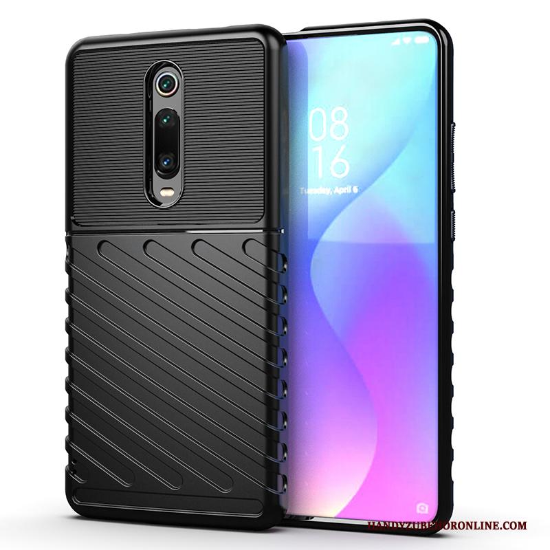 Mi 9t Pro Hoesje Zwart Telefoon Bescherming Anti-fall Streep Mode