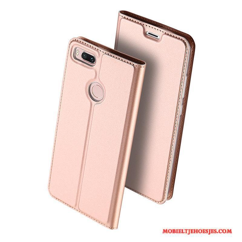 Mi A1 All Inclusive Goud Hoesje Folio Anti-fall Leren Etui Telefoon