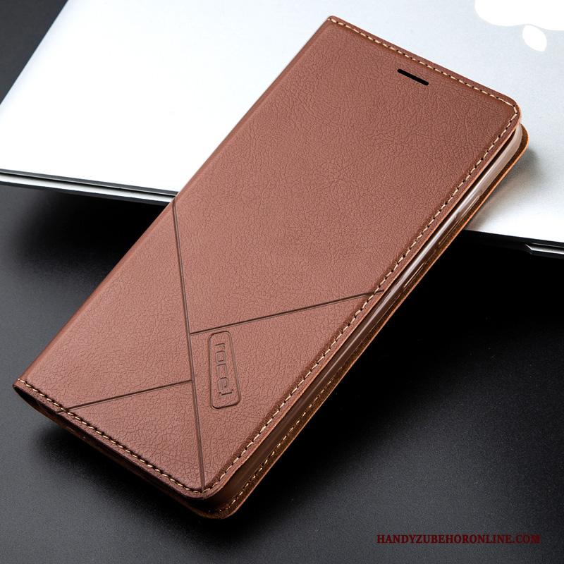 Mi A3 Anti-fall Hoesje Telefoon Siliconen Rood Leren Etui Folio Zacht