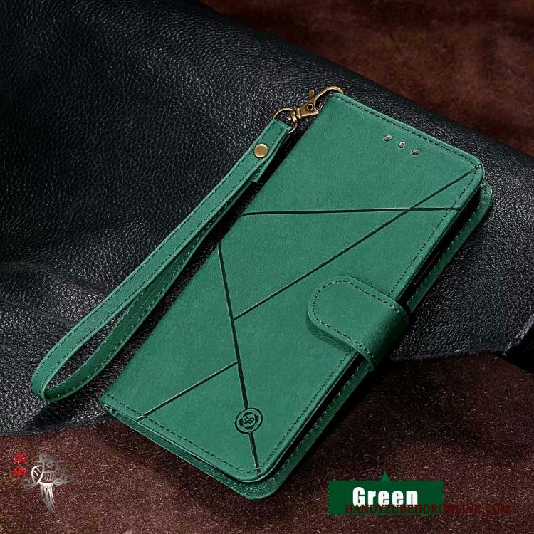 Mi A3 Folio Leren Etui Mini All Inclusive Hoesje Telefoon Rood Groen