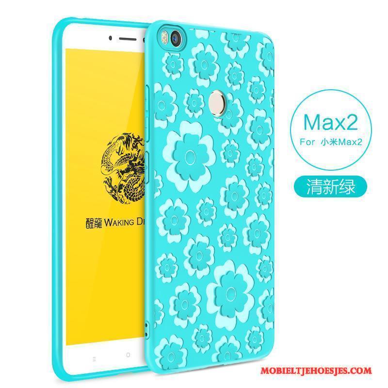 Mi Max 2 Hoesje Bescherming Effen Kleur Zwart Reliëf Zacht Simpele Hoes