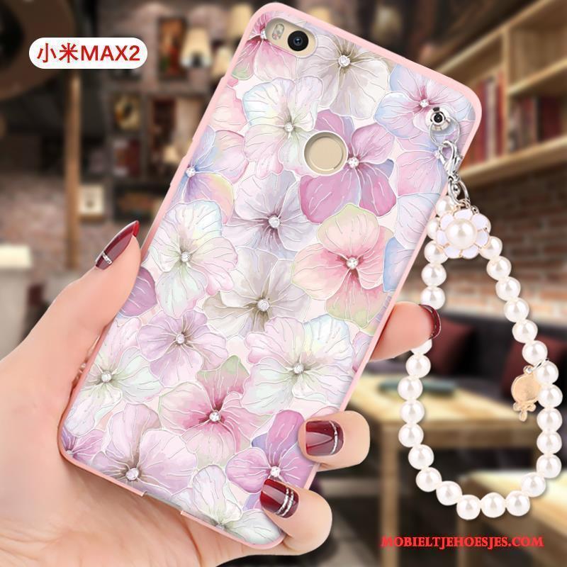 Mi Max 2 Hoesje Reliëf Siliconen Roze All Inclusive Bescherming Spotprent Mini