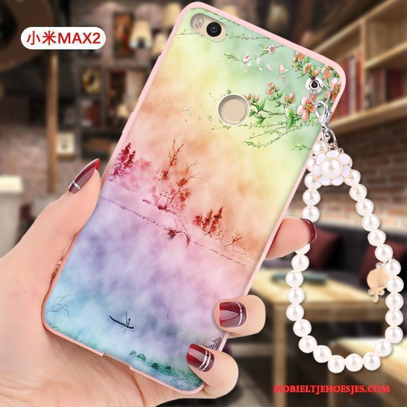 Mi Max 2 Hoesje Reliëf Siliconen Roze All Inclusive Bescherming Spotprent Mini