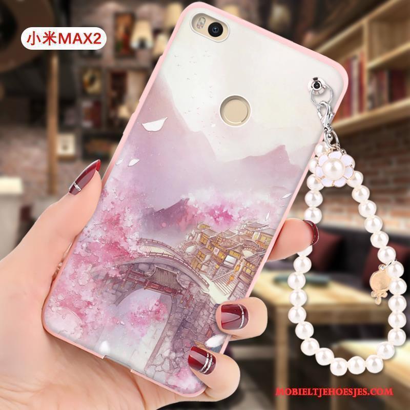 Mi Max 2 Hoesje Reliëf Siliconen Roze All Inclusive Bescherming Spotprent Mini