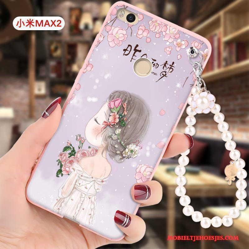 Mi Max 2 Hoesje Reliëf Siliconen Roze All Inclusive Bescherming Spotprent Mini