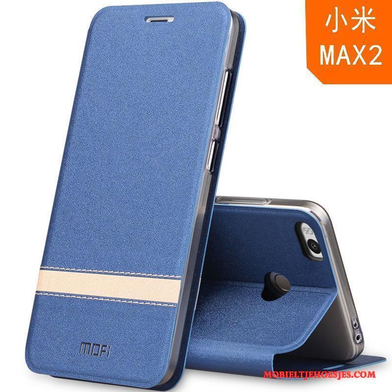 Mi Max 2 Hoesje Winterslaap Hoes Mini Mobiele Telefoon Blauw Folio Leren Etui