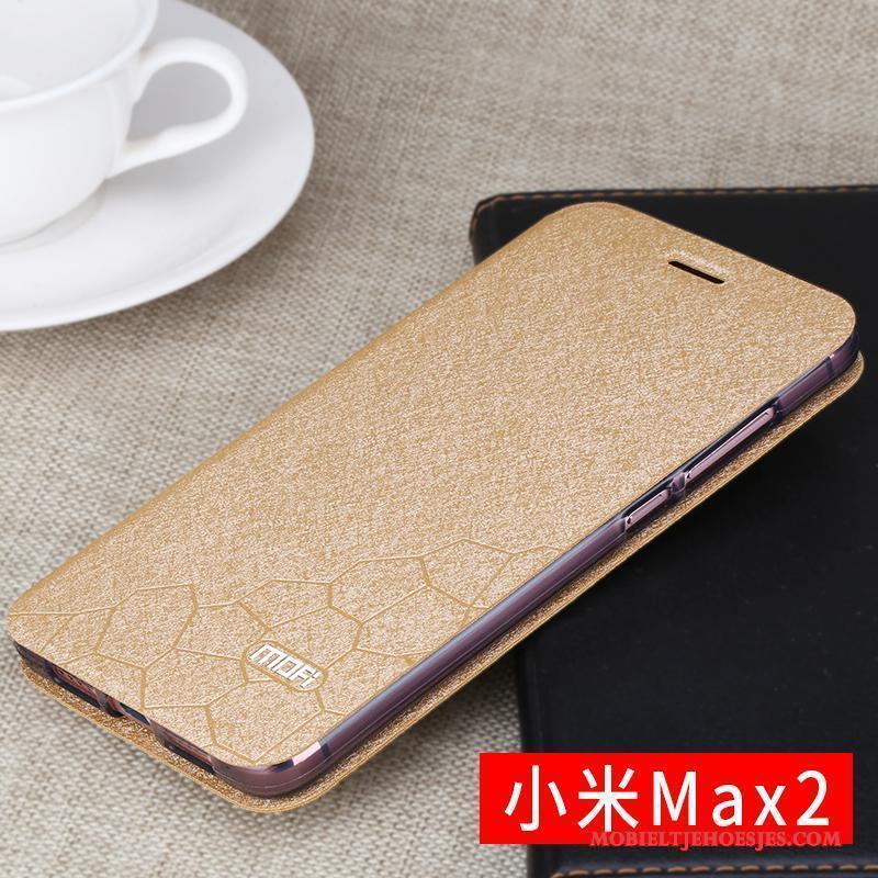 Mi Max 2 Leren Etui Folio Mini Anti-fall Hoesje Telefoon Roze Siliconen