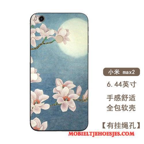 Mi Max 2 Lichtblauw Hanger Hoesje Telefoon Bloemen Siliconen All Inclusive Kunst