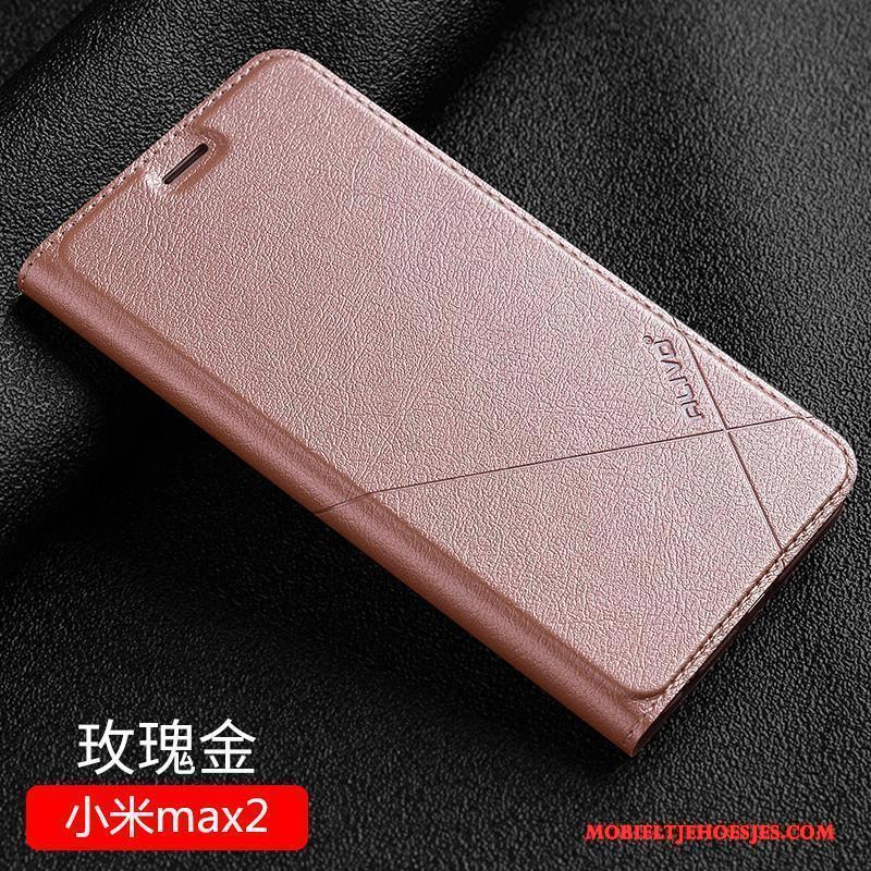 Mi Max 2 Rose Goud Mini Hoesje Bescherming Leren Etui Hard Anti-fall