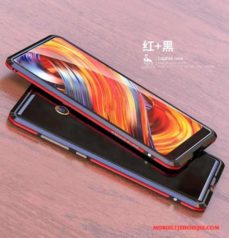 Mi Mix 2 Bescherming Achterklep Purper Omlijsting Hoesje Telefoon Metaal Mini