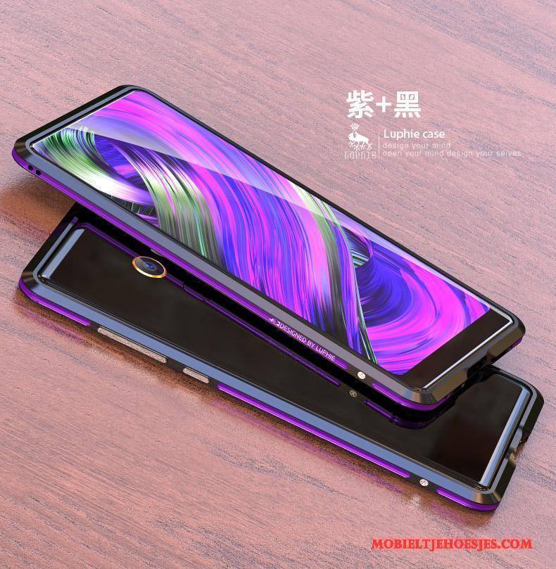 Mi Mix 2 Bescherming Achterklep Purper Omlijsting Hoesje Telefoon Metaal Mini