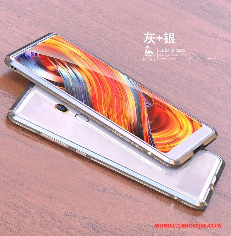 Mi Mix 2 Bescherming Achterklep Purper Omlijsting Hoesje Telefoon Metaal Mini