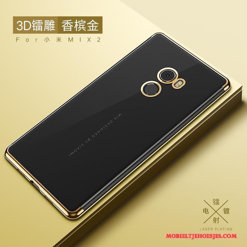 Mi Mix 2 Bescherming Hoesje Siliconen Doorzichtig Goud Anti-fall Telefoon