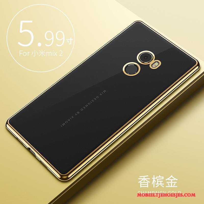 Mi Mix 2 Bescherming Hoesje Siliconen Doorzichtig Goud Anti-fall Telefoon