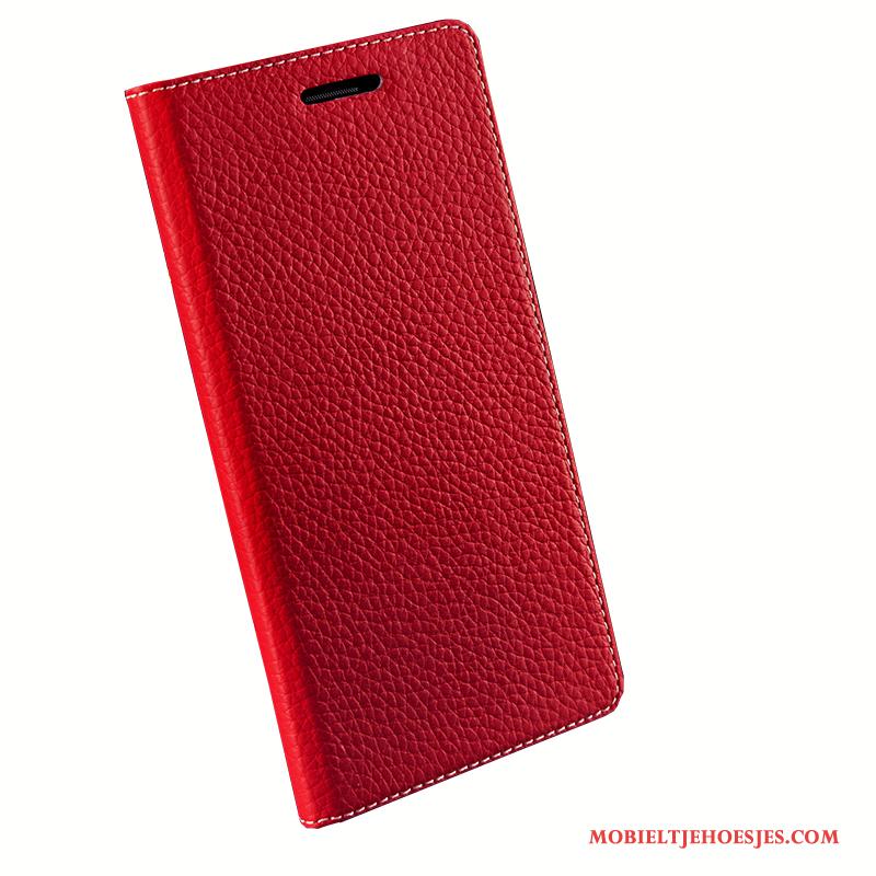 Mi Mix 2 Bescherming Leer Rood Echt Leer Anti-fall Leren Etui Hoesje Telefoon