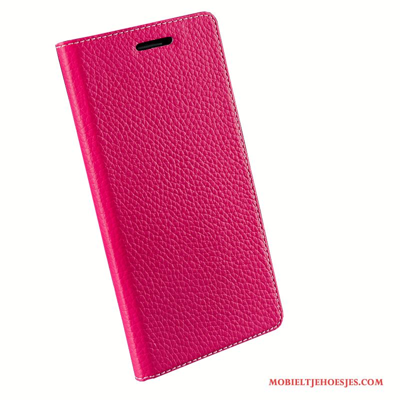 Mi Mix 2 Bescherming Leer Rood Echt Leer Anti-fall Leren Etui Hoesje Telefoon