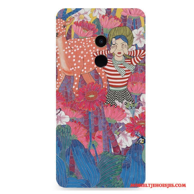 Mi Mix 2 Hoes Streep Bloemen Hoesje Persoonlijk Wind Telefoon