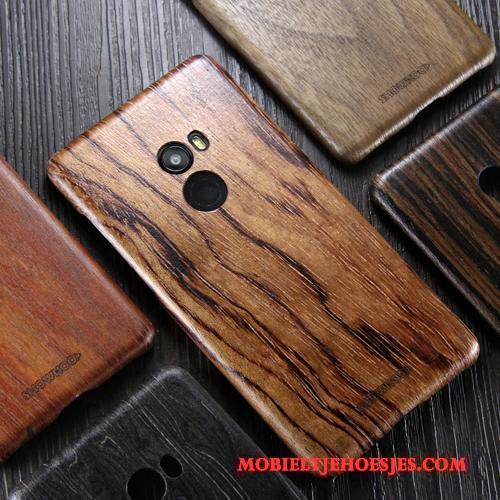 Mi Mix 2 Hout Zwart Trendy Merk Bescherming Hoesje Telefoon Mini Dun