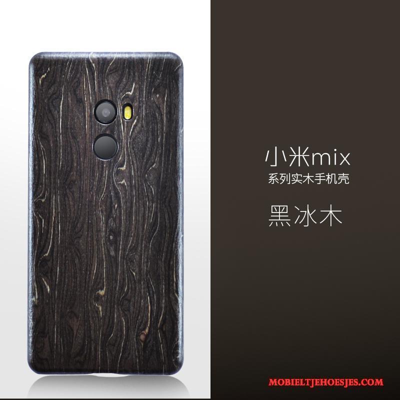 Mi Mix 2 Massief Hout Dun Hoes Hoesje Rood Telefoon Mini