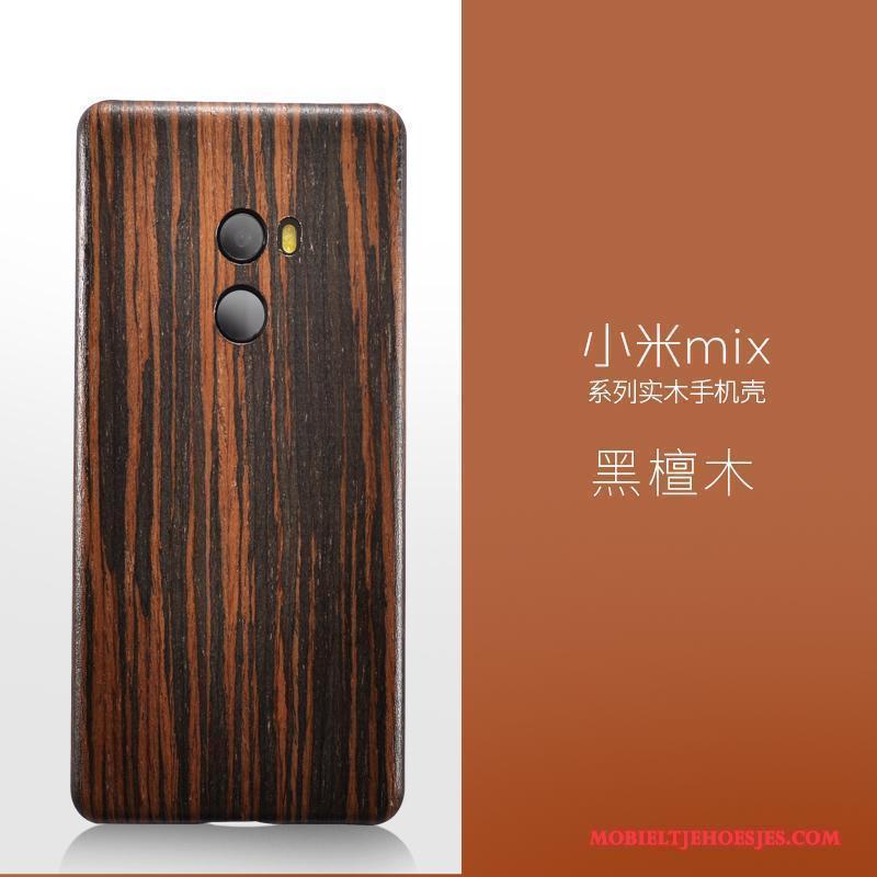 Mi Mix 2 Massief Hout Dun Hoes Hoesje Rood Telefoon Mini