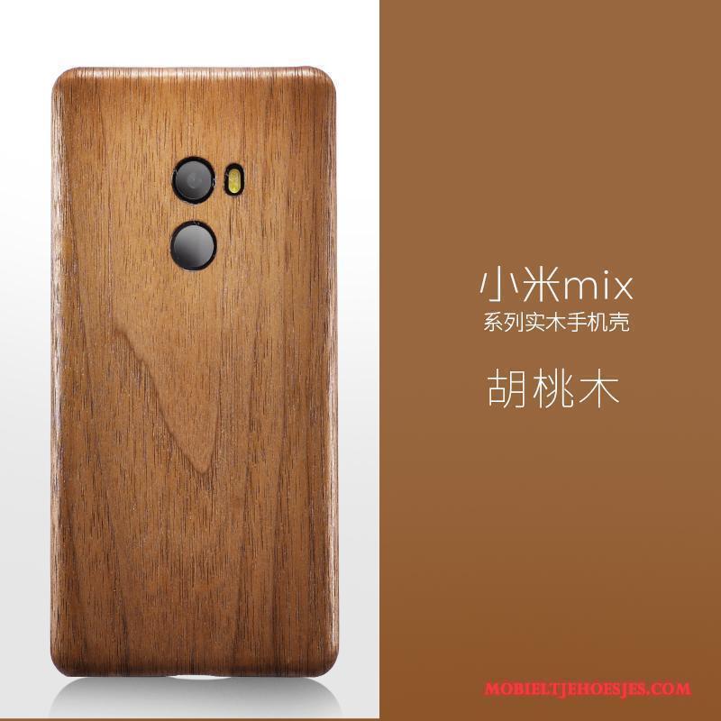 Mi Mix 2 Massief Hout Dun Hoes Hoesje Rood Telefoon Mini