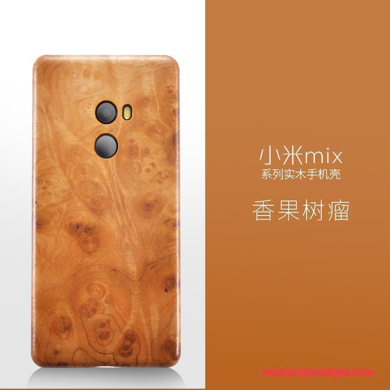 Mi Mix 2 Massief Hout Dun Hoes Hoesje Rood Telefoon Mini