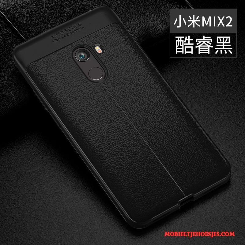 Mi Mix 2 Zacht Siliconen Grijs Hoesje Telefoon Trend Leer Anti-fall