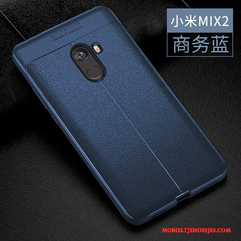 Mi Mix 2 Zacht Siliconen Grijs Hoesje Telefoon Trend Leer Anti-fall