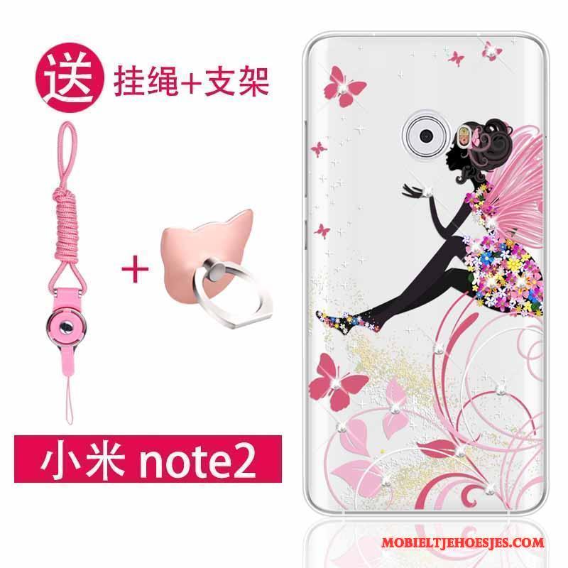 Mi Note 2 Bescherming Anti-fall Hoesje Zacht Met Strass Roze Hanger