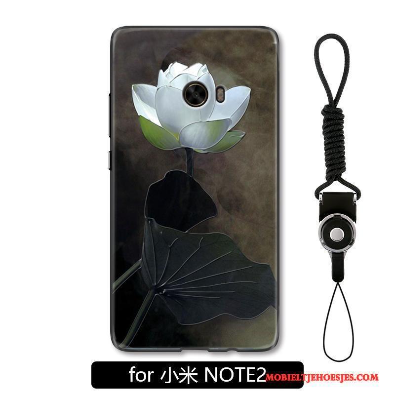 Mi Note 2 Bloemen Luxe Inkt Hoesje Telefoon Kunst Chinese Stijl Bescherming